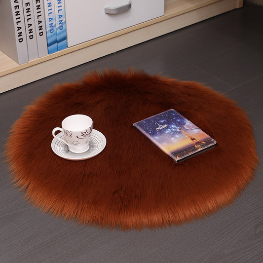 Plush Wool Round Bedroom Carpet Floor Mats