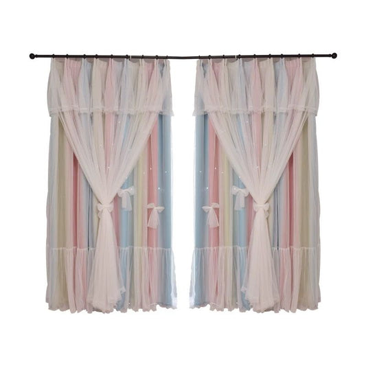 Nordic Simple Hollow Star Princess Wind Bedroom Curtains