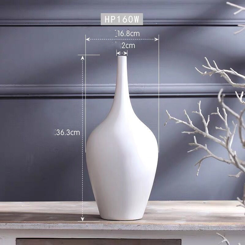 Home Desktop Ceramic White Tall Vase
