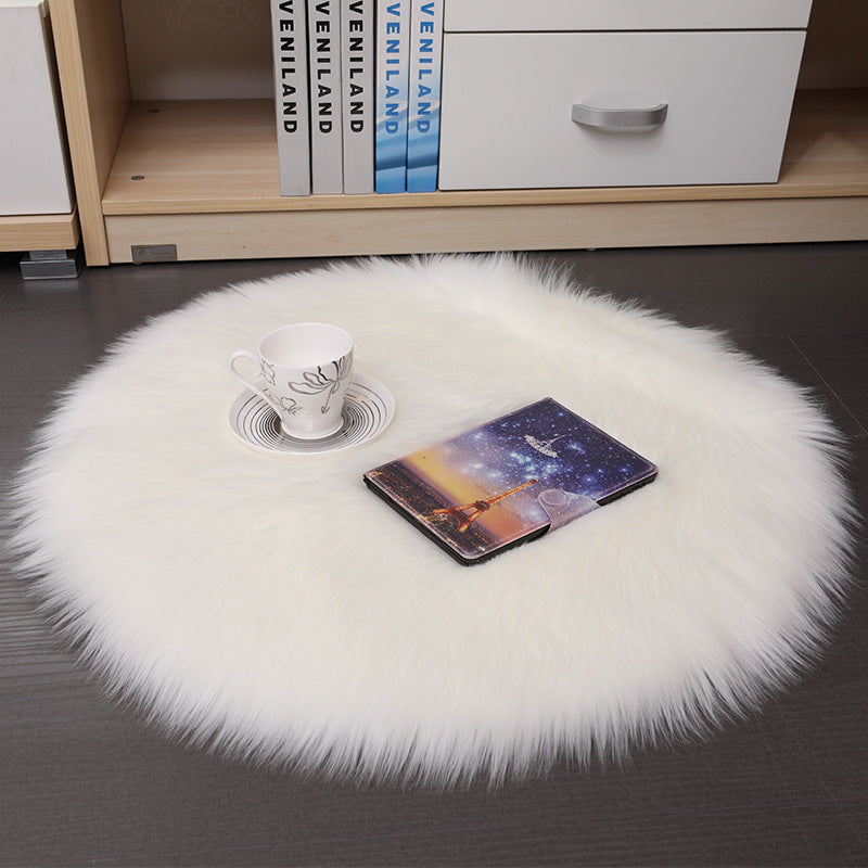 Plush Wool Round Bedroom Carpet Floor Mats