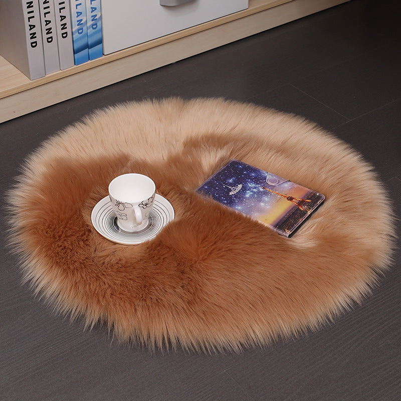 Plush Wool Round Bedroom Carpet Floor Mats