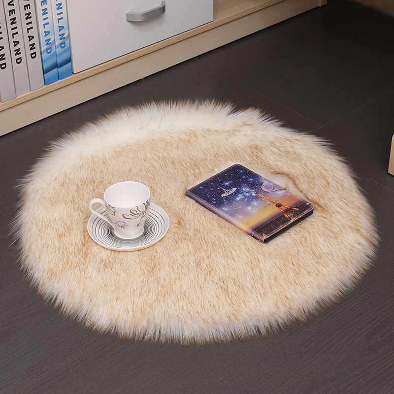 Plush Wool Round Bedroom Carpet Floor Mats