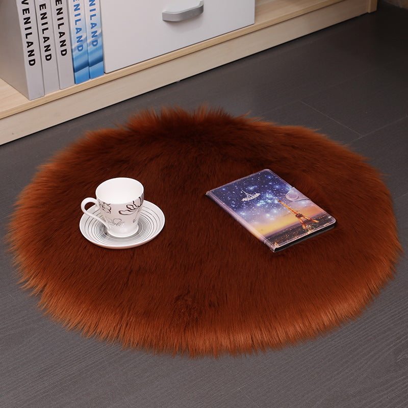 Plush Wool Round Bedroom Carpet Floor Mats