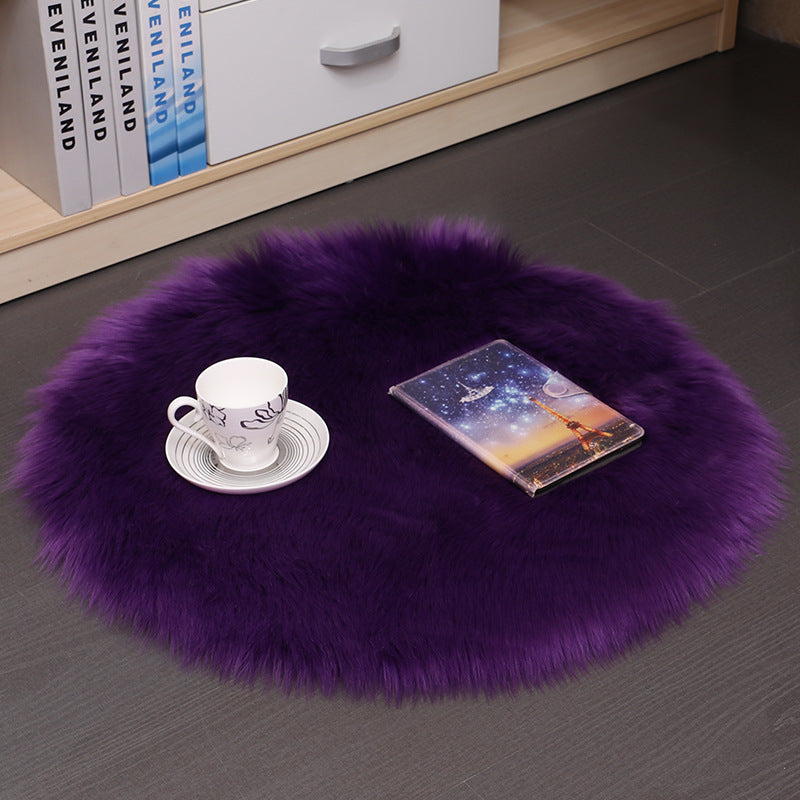 Plush Wool Round Bedroom Carpet Floor Mats