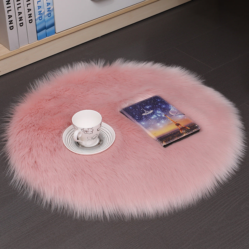 Plush Wool Round Bedroom Carpet Floor Mats
