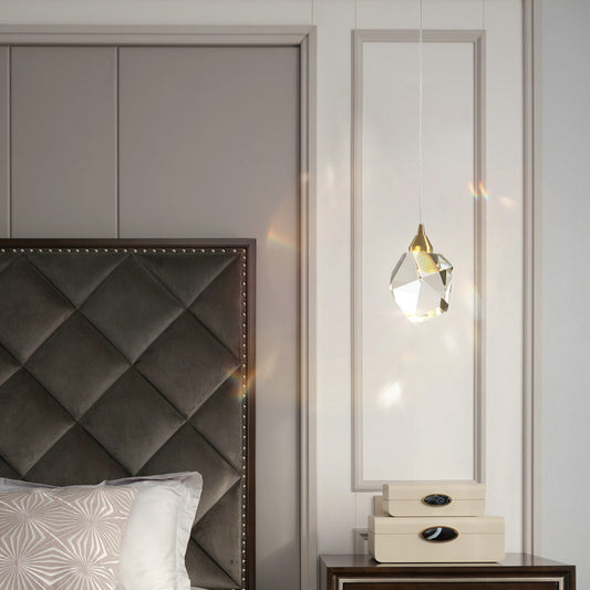 Minimalist Copper Crystal Chandelier (3-Light)