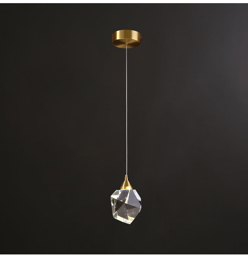 Minimalist Copper Crystal Chandelier (3-Light)