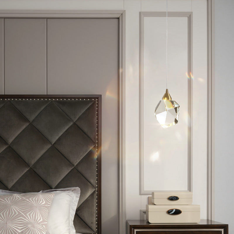 Minimalist Copper Crystal Chandelier (3-Light)