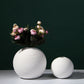 Nordic Modern White Ceramic Vase with Dried Flowers
