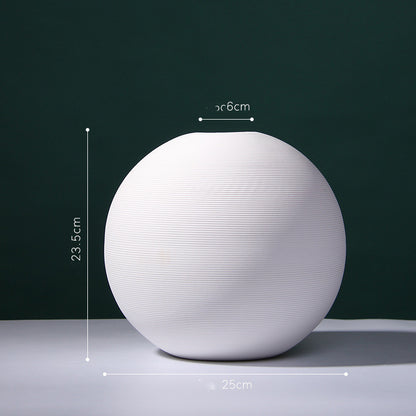 Nordic Modern White Ceramic Vase with Dried Flowers