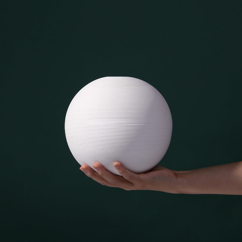 Nordic Modern White Ceramic Vase with Dried Flowers