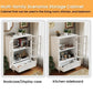 White Wooden Buffet Sideboard with Glass Doors & Drawer
