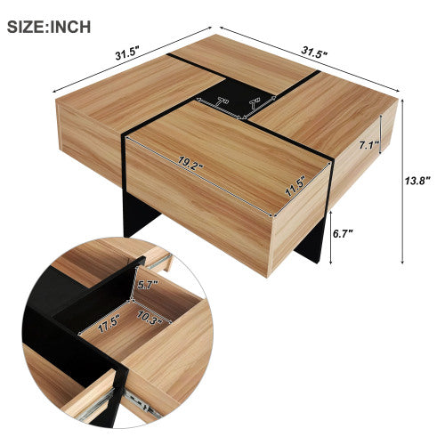 Coffee Table with 4 Hidden Compartments