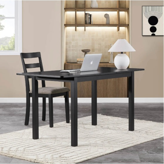 Extendable Dining Table for 4–8, Modern Black Wood Table