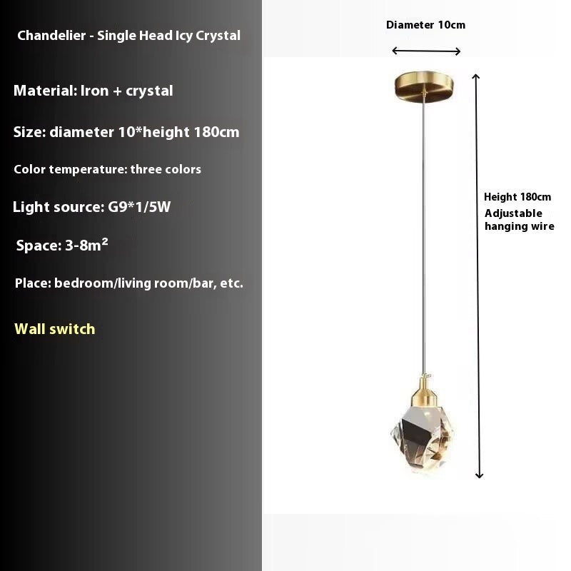 Minimalist Copper Crystal Chandelier (3-Light)