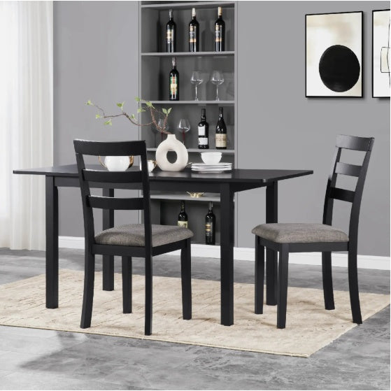 Extendable Dining Table for 4–8, Modern Black Wood Table