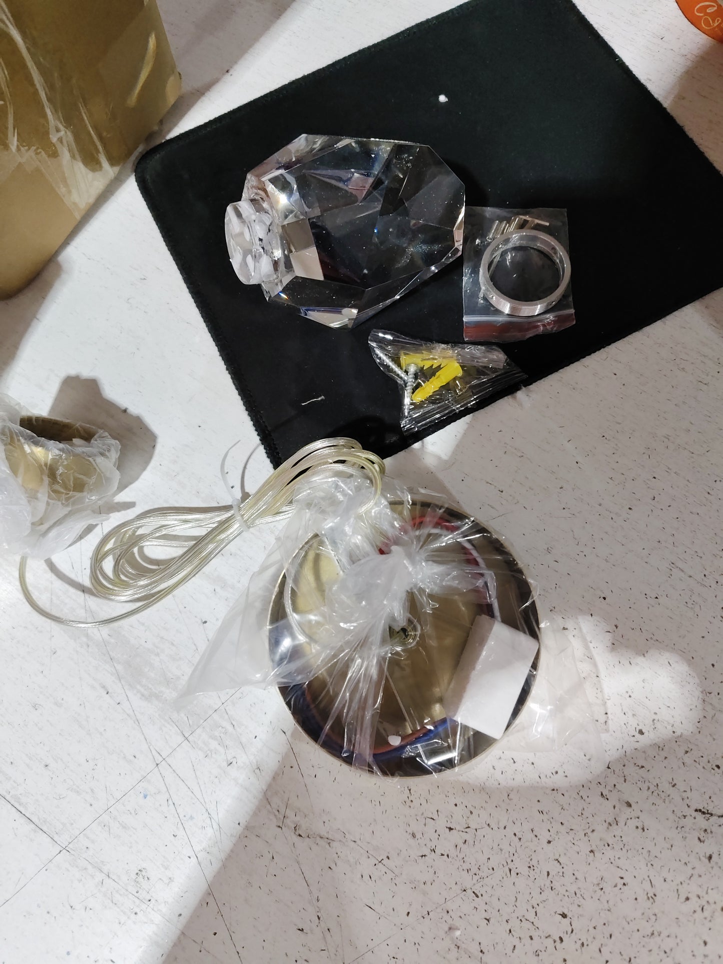 Minimalist Copper Crystal Chandelier (3-Light)